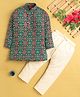 Jeet Ethnics Cotton Blend Full Sleeves Ethnic Motifs Designed Kurta Pyjama Set - Turquoise