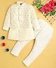 Jeet Ethnics Cotton Blend Full Sleeves Tie Dye Kurta & Pyjama With Sequins Embellished Jacket Set - Yellow