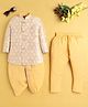 Jeet Ethnics Cotton Blend Full Sleeves Floral Printed & Threadwork Embroidered Kurta Dhoti & Pyjama Set - Yellow