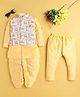 Jeet Ethnics Cotton Blend Full Sleeves Solid Kurta Dhoti & Pyjama With Patola Printed Jacket Set - Yellow