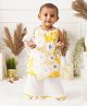 GREENDiGO Cotton Sleeveless Floral Printed Kurta Palazzo With Dupatta Set - Yellow