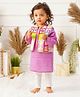GREENDiGO Cotton Full Sleeves Striped Kurta Pant With Floral Printed Jacket Set - Purple