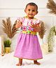 GREENDiGO Cotton Striped Dress With Frill Sleeves Floral Printed Jacket - Multi Colour