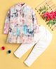 Jeet Ethnics Cotton Blend Full Sleeves Brush Strock Printed Kurta Pyjama - Multi Colour
