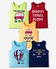 Doodle Poodle 100% Cotton Single Jersey Knit Sleeveless Vests With Text Print Pack Of 5 - Multicolour