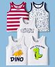 Doodle Poodle 100% Cotton Single Jersey Knit Sleeveless Vests With Text Print Pack Of 5 - Multicolour