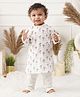 GREENDiGO Cotton Full Sleeves Floral Printed Kurta Pant Set - Off White