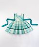 Soleilclo Cotton Sleeveless Back Tie Up Detailed Plaid Checked Dress - Teal Blue