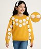 Arias Knit Full Drop Shoulder Sleeves Pullover Sweater With Floral Motifs - Yellow