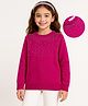 Arias Knit Full Sleeves Pullover Sweater With Beads Embellishment - Dark Pink