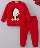 Mark & Mia Cotton Full Raglan Sleeves Sweater Set with Penguin Design - Red