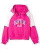 Pine Kids Cotton Knit Full Sleeves Hooded Sweatshirt With New York Print - Dark Pink & White