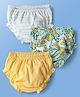 Kookie Kids Interlock Knit Bloomers with Plant Print & Stripe Design Pack of 3 - Yellow White & Green