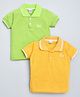 Kiwi Cotton Pack Of 2 Half Sleeves Solid Polo Tees - Gold & Neon Green