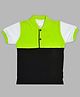 Kiwi Cotton Half Sleeves Colour Blocked Polo Tee - Neon Green & Black