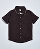 Hrit Cotton Half Sleeves Solid Contrast Piping Shirt - Brown