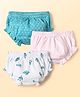 Kookie Kids Interlock Knit Bloomers with Polka Dot Plant Print & Stripe Design Pack of 3 - Teal White & Pink