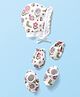 Babyhug Interlock Knit Cap Mittens And Booties with Floral Print White - Diameter 22.5 cm