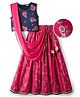 EARTHY TOUCH Chanderi Woven Sleeveless Lehenga Choli & Dupatta Set With Floral Embroidery & Tassel Detailing - Pink