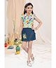 Lei-Chie Linen Sleeveless Frill Detailed Floral Printed Shirt With Embroidered Skorts - Orange