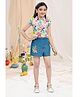 Lei-Chie Linen Sleeveless Frill Detailed Floral Printed Shirt With Embroidered Skorts - Pink