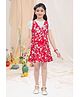 Lei-Chie Linen Floral Printed Dress With Half Puffed Sleeves Inner Tee - Red