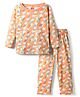 Babyhug Cotton Knit Full Sleeves Co-Ord Night Suit With Star Print - Orange