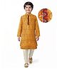EARTHY TOUCH Viscose Woven Full Sleeves Kurta Pajama Set With Floral Print - Mustard