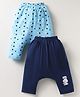 Peek-a-boo Single Jersey Knit Full Length Diaper Leggings With Star & Bunny Print Pack Of 2 - Navy Blue & Light Blue