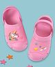 Yellow Bee Solid Perforated Clogs With Unicorn Charms - Pink