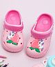Yellow Bee Solid Perforated Clogs With Unicorn Charms - Pink