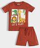 Orange Sugar 100% Cotton Knit Half Sleeves Animals Printed Night Suit Set - Dark Orange