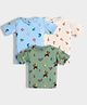 Orange Sugar 100% Cotton Knit Pack Of 3 Half Sleeves Sea Life Theme & Animals Printed Tees - Multi Colour