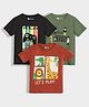 Orange Sugar 100% Cotton Knit Pack Of 3 Half Sleeves Game Mode Text & Animals Printed Tees - Multi Colour