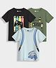 Orange Sugar 100% Cotton Knit Pack Of 3 Half Sleeves Game Mode & Real Heroes Text Printed Tees - Multi Colour