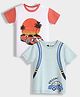 Orange Sugar 100% Cotton Knit Pack Of 2 Half Sleeves Car & Bag Printed Tees - White & Light Blue
