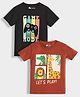Orange Sugar 100% Cotton Knit Pack Of 2 Half Sleeves Game Mode & Animals Printed Tees - Dark Orange & Black