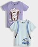 Orange Sugar 100% Cotton Knit Pack Of 2 Half Sleeves Popcorn & Bag Printed Tees - Lavender & Light Blue