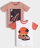 Orange Sugar 100% Cotton Knit Pack Of 2 Half Sleeves Rocket & Car Printed Tees - Soft Red & White