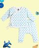 The Mom Store Cotton Full Sleeves Clouds Printed Jhabla & Coordinating Diaper Pajamas Set - Multi Colour