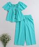The Magic Wand Cotton Half Sleeves Solid Coordinating Top & Pant Set - Green
