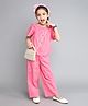 The Magic Wand Cotton Half Sleeves Solid Top & Coordinating Pant Set - Pink