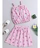 The Magic Wand Cotton Sleeveless Striped & Watermelons Printed Coordinating Top & Skirt Set - Pink
