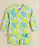 Babyhug Full Sleeves Legged Swimsuit With Abstract Print - Yellow