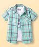 Pine Kids Cotton Woven Half Sleeves Checkered Shirt With T-Shirt - Aqua