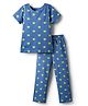 Pine Kids Single Jersey Knit Half Sleeves Co-Ord Night Suit With Star Print - Blue