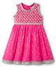 EARTHY TOUCH Georgette Woven Sleeveless Ethnic Dress With Floral Sequin Embriodery - Pink