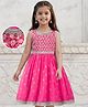 EARTHY TOUCH Georgette Woven Sleeveless Ethnic Dress With Floral Sequin Embriodery - Pink