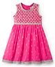 EARTHY TOUCH Georgette Woven Sleeveless Ethnic Dress With Floral Sequin Embriodery - Pink