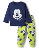 Kookie Kids Disney Single Jersey Knit Full Sleeves Night Suit With Mickey Mouse Graphics - Navy Blue & Light Green
